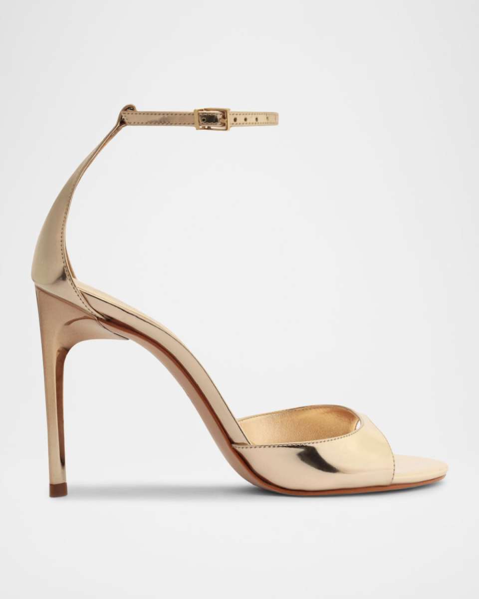 Scarlett Metallic Leather Ankle-Strap Stiletto Sandals